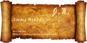 Janky Miklós névjegykártya