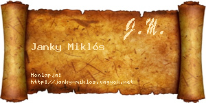 Janky Miklós névjegykártya